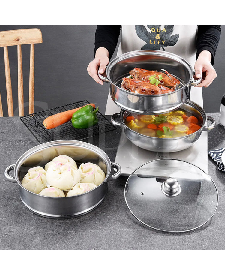 Brand new-free post 3 Tier Stainless Steel Steamer Meat Vegetable Cooking Steam Pot Kitchen Tool