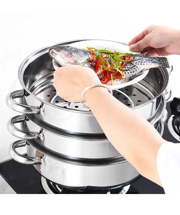 Brand new-free post 3 Tier Stainless Steel Steamer Meat Vegetable Cooking Steam Pot Kitchen Tool