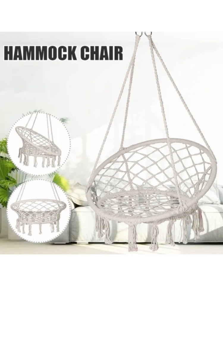 Brand new- free post 124CM Deluxe Hammock Chair Macrame Cotton Swing Bed Relax Outdoor Hanging Indoor