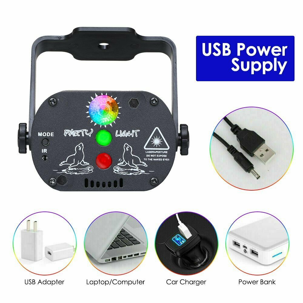 LED 60 Pattern DJ Stage Lighting RGB Laser Projector Disco Party Club Xmas Light