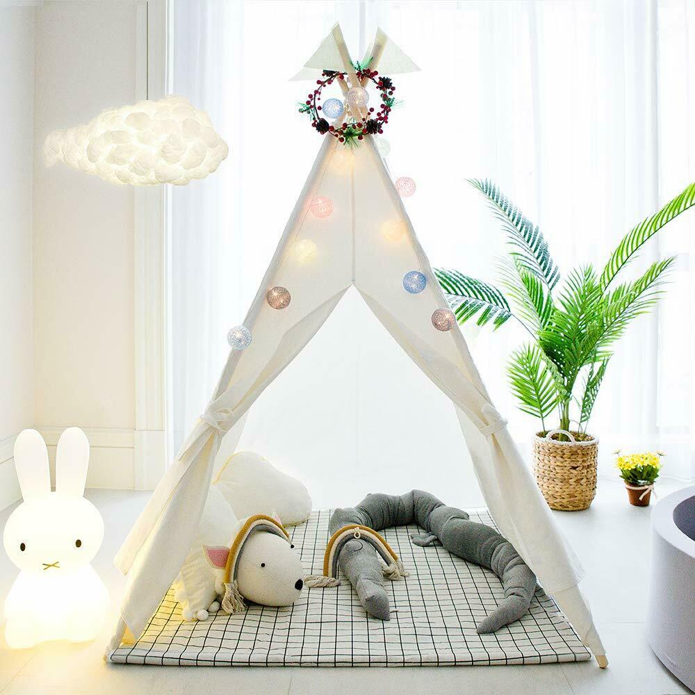 Large Teepee Indian Tent Kids Cotton Canvas Play House Children Wigwam Gift AU