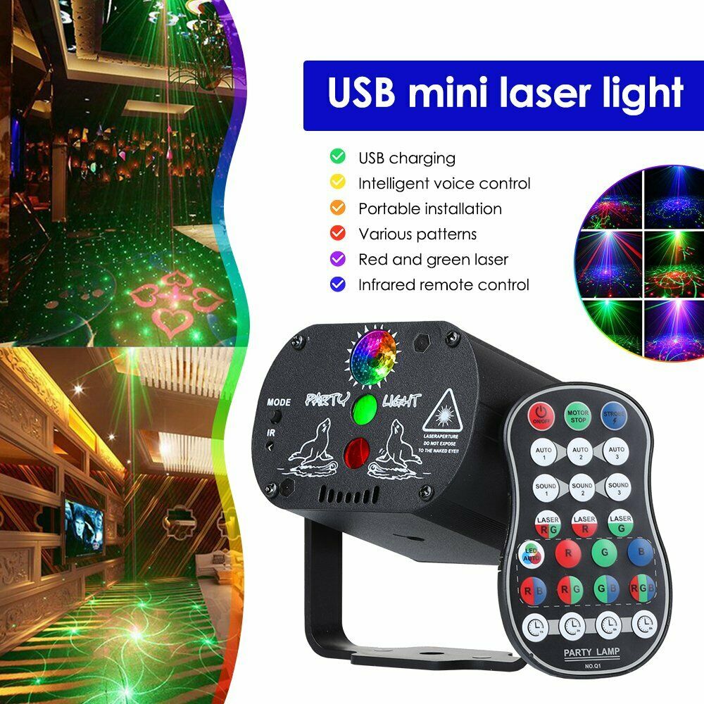 LED 60 Pattern DJ Stage Lighting RGB Laser Projector Disco Party Club Xmas Light