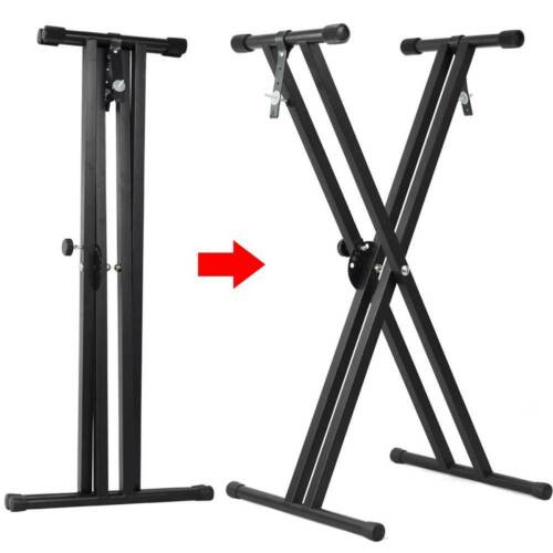 Folding Double Braced X Style Music Piano Keyboard Stand Adjustable Height